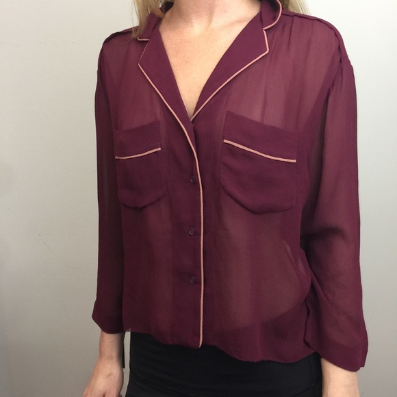 Wilfred Tops - Le Fou Wilfred Red Silk Pajama Cute Sheer Top